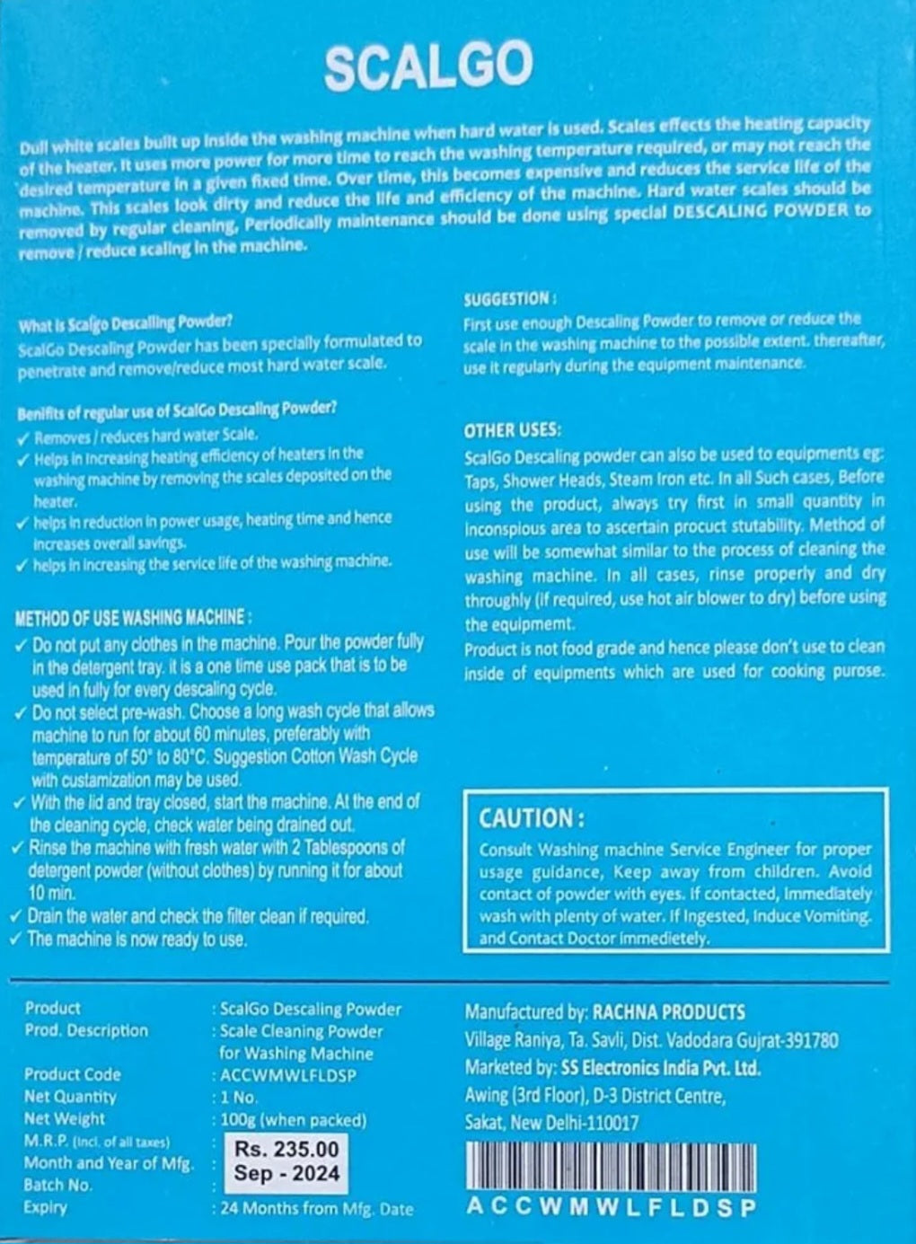 Samsung Washing Machine Descaling Powder